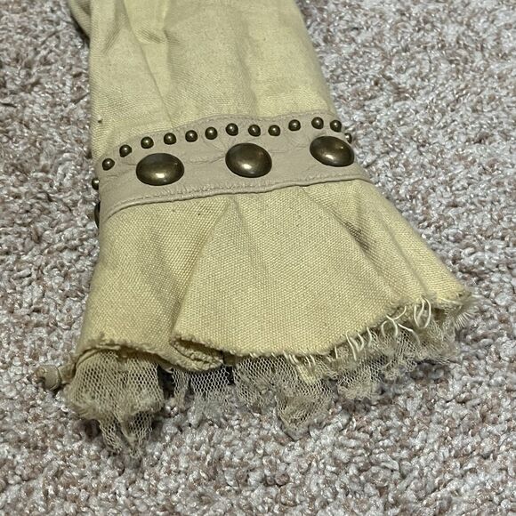 DOUBLE D RANCH Women's XS Beige Tan Studded Western Shirt Jacket Coat LEATHER - Picture 5 of 16